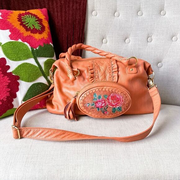 Fiore by Isabella Fiore Dusty Peach Embroidered Leather Purse - Picture 7 of 16